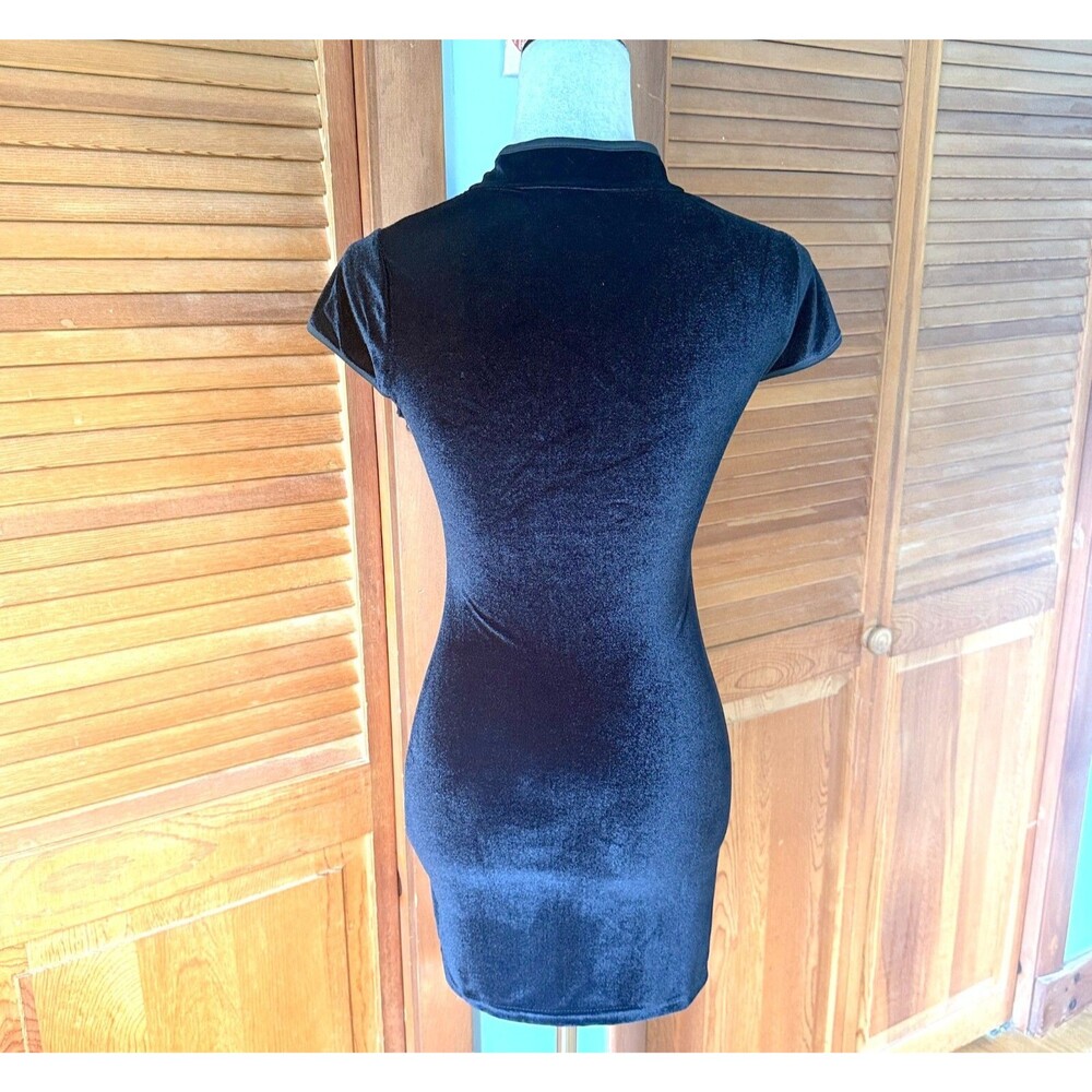 Gothic Victorian Punk Emo Shanghai Nights Black Velvet Cheongsam Dress - Picture 7 of 7